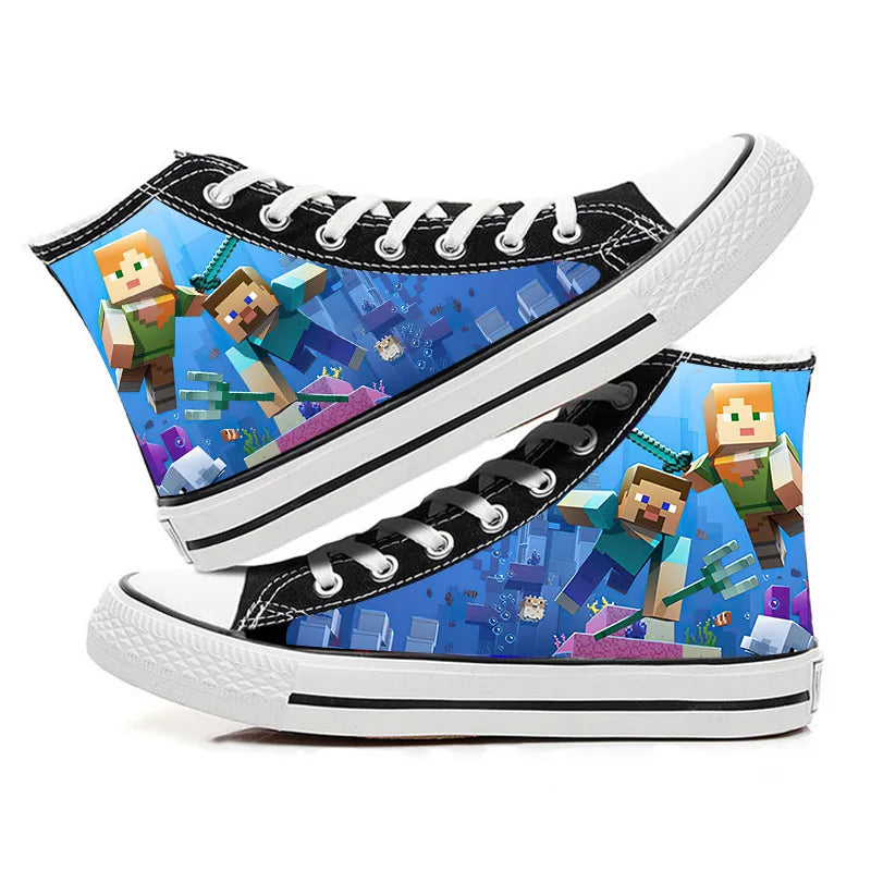 Minecraft Game Steve Yakris My World Creeper MC Printed Canvas Shoes Student Fashion Casual Shoes Personalized Trend Cos Toys