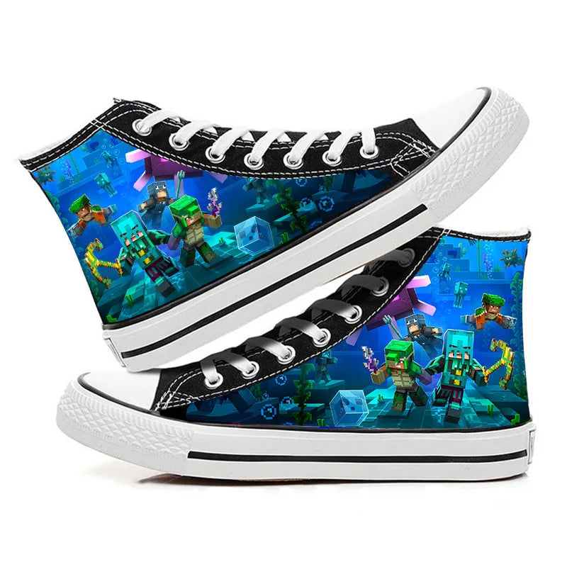 Minecraft Game Steve Yakris My World Creeper MC Printed Canvas Shoes Student Fashion Casual Shoes Personalized Trend Cos Toys