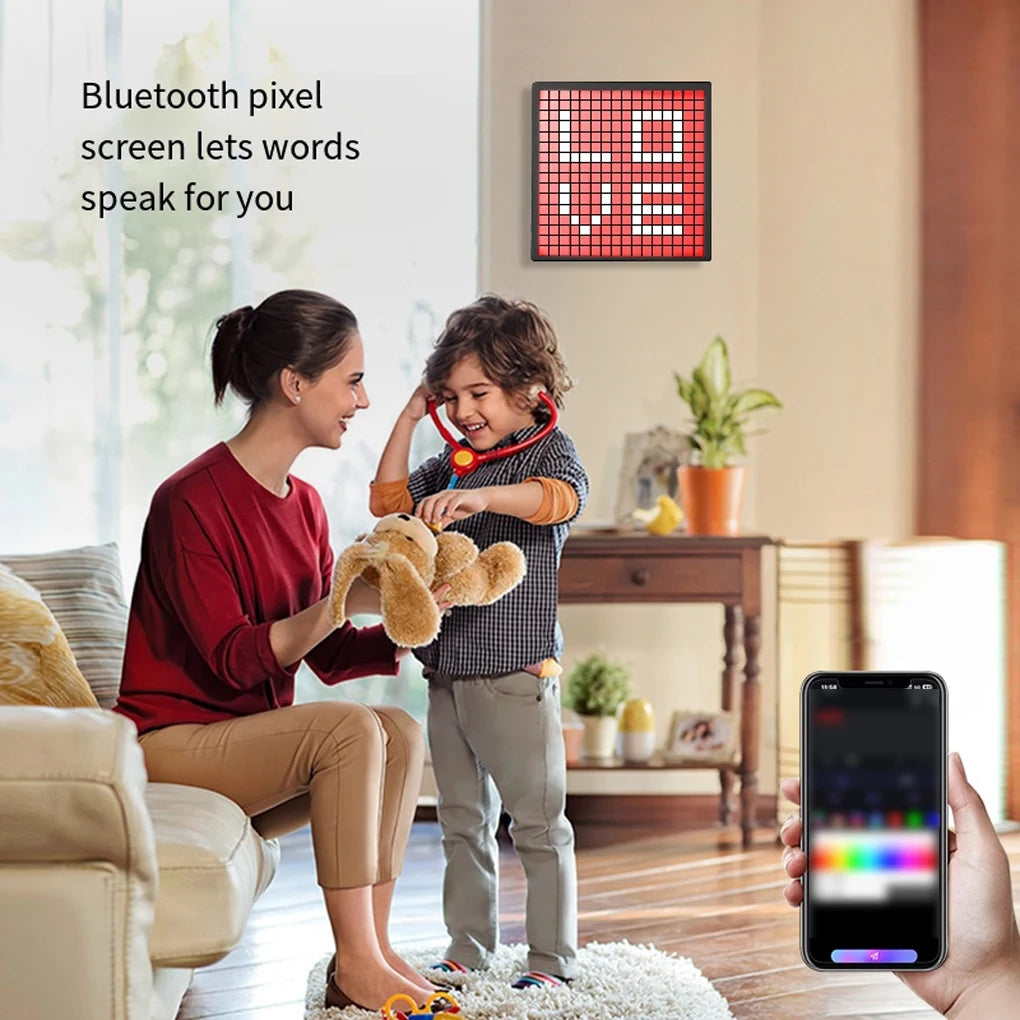 LED Pixel Matrix Bluetooth Smart Display 16x16 RGB Digital Lamp Panel DIY Art Display Gaming Anime Room Decor Frame APP Control