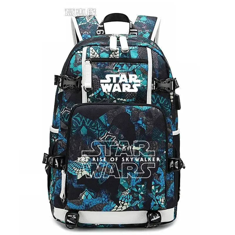 Star Wars Student Backpack Anime Cartoon Teen Personality Creative Casual Fashion Simple Computer USB Rechargeable Travel Bag