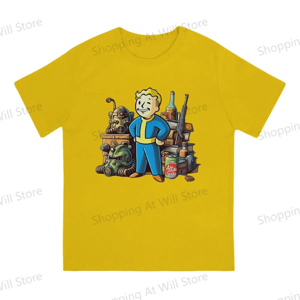 Tops 100% Cotton Fun Fashion Wasteland Cache Men's and women's T-shirts Fallouts Short sleeved fun print