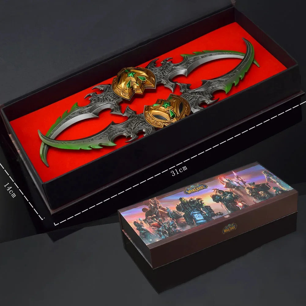World of Warcraft 29cm Warglaive of Azzinoth Burning Legion Illidan Stormrage Metal Katana Model Blunt Weapon Game Toy Boys Gift