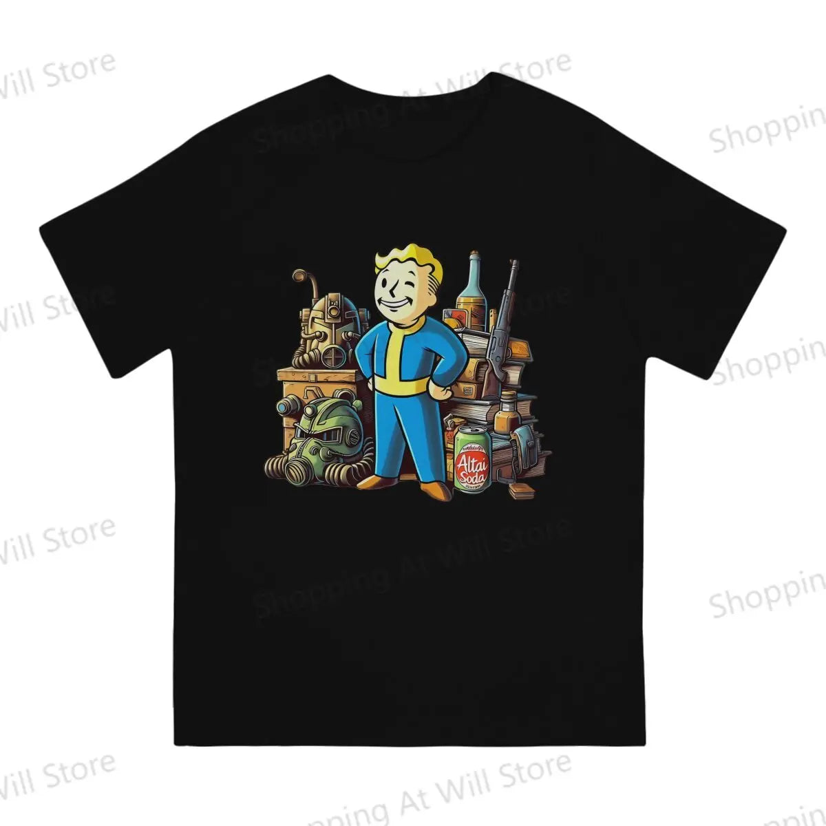 Tops 100% Cotton Fun Fashion Wasteland Cache Men's and women's T-shirts Fallouts Short sleeved fun print