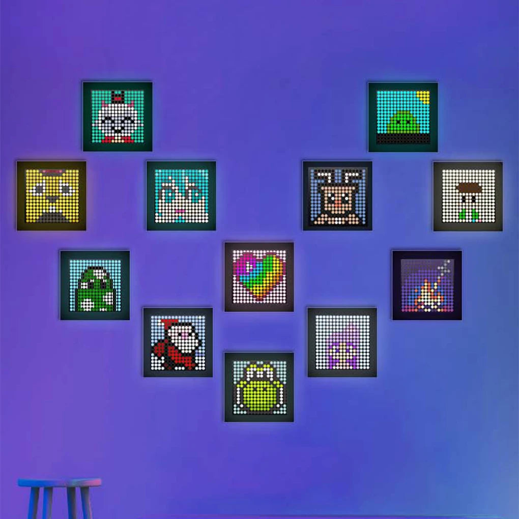 LED Pixel Matrix Bluetooth Smart Display 16x16 RGB Digital Lamp Panel DIY Art Display Gaming Anime Room Decor Frame APP Control