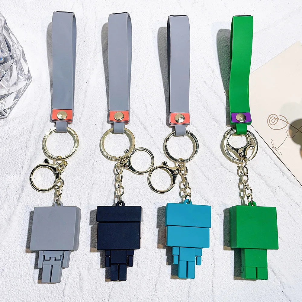 Game Minecraft Figure Model Toys Pixel Keychain My World Cartoon Creeper Doll Silicone Pendant Keyring Car Backpack Key Gifts