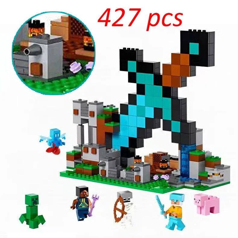 compatible with Minecraft 21244 character building gift Building Brick Model Sword Outpost Children's birthday gift toys