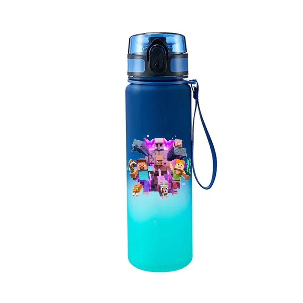 650ML Minecraft Pixel Style Characters Steve Portable Water Cup Large Capacity Sports Outdoor Plastic Leak-proof Water Bottle