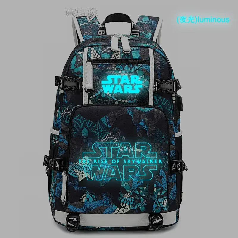 Star Wars Student Backpack Anime Cartoon Teen Personality Creative Casual Fashion Simple Computer USB Rechargeable Travel Bag