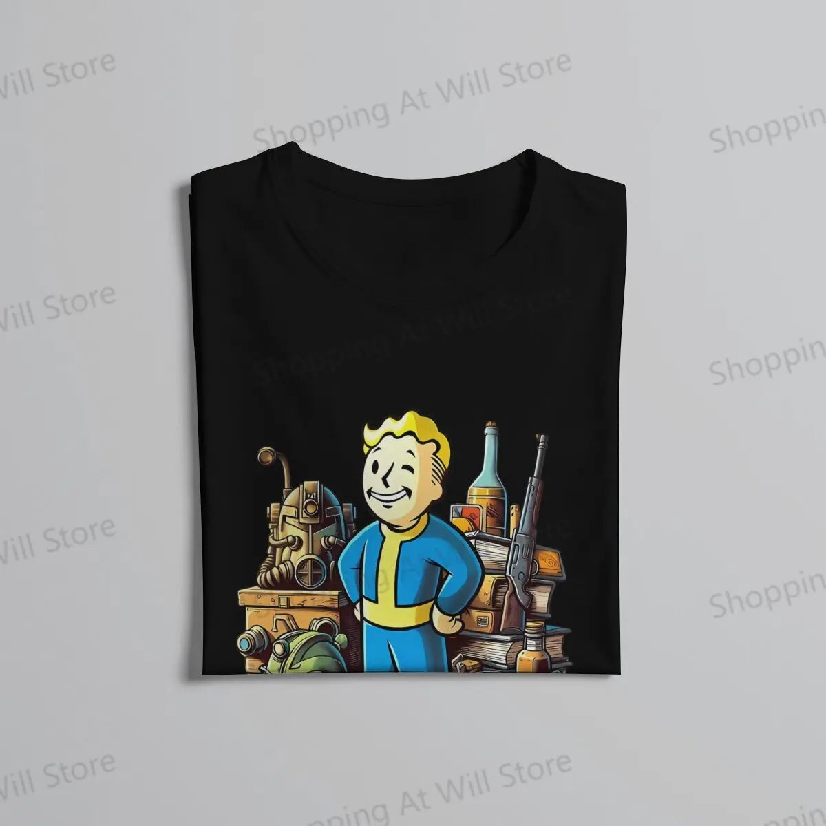 Tops 100% Cotton Fun Fashion Wasteland Cache Men's and women's T-shirts Fallouts Short sleeved fun print