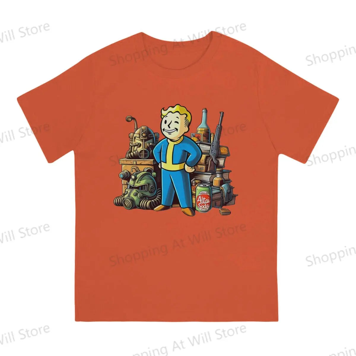 Tops 100% Cotton Fun Fashion Wasteland Cache Men's and women's T-shirts Fallouts Short sleeved fun print