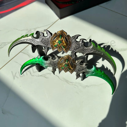 World of Warcraft 29cm Warglaive of Azzinoth Burning Legion Illidan Stormrage Metal Katana Model Blunt Weapon Game Toy Boys Gift
