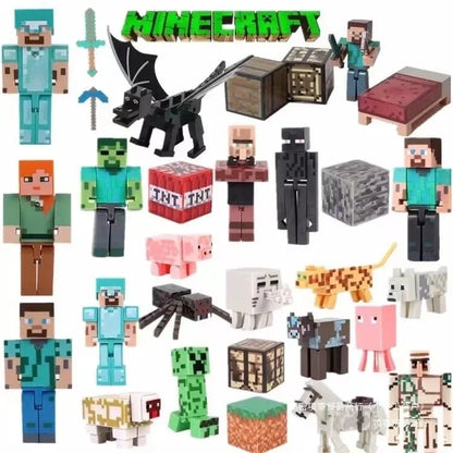 Toy Building Blocks Minecraft Game Character Creeper Weapon Character Model Kids Educational Assembly Playset Birthday Gift
