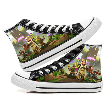 Minecraft Game Steve Yakris My World Creeper MC Printed Canvas Shoes Student Fashion Casual Shoes Personalized Trend Cos Toys