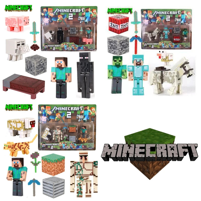 Toy Building Blocks Minecraft Game Character Creeper Weapon Character Model Kids Educational Assembly Playset Birthday Gift