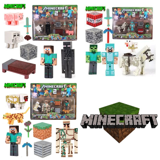 Toy Building Blocks Minecraft Game Character Creeper Weapon Character Model Kids Educational Assembly Playset Birthday Gift