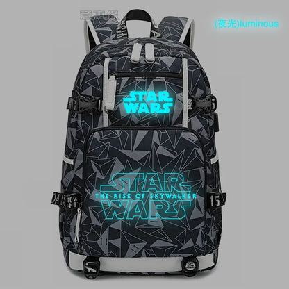 Star Wars Student Backpack Anime Cartoon Teen Personality Creative Casual Fashion Simple Computer USB Rechargeable Travel Bag