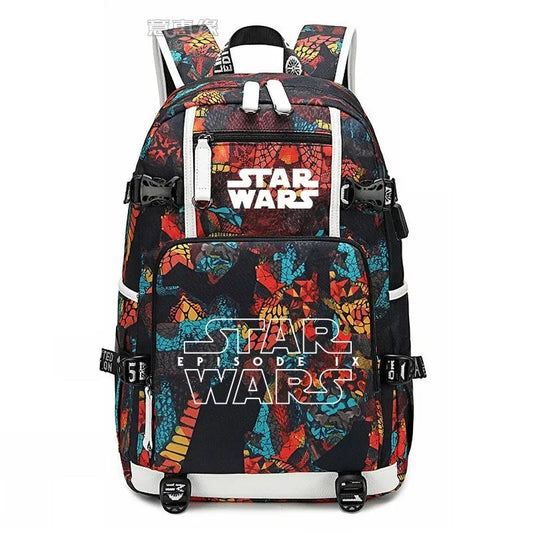 Star Wars Student Backpack Anime Cartoon Teen Personality Creative Casual Fashion Simple Computer USB Rechargeable Travel Bag
