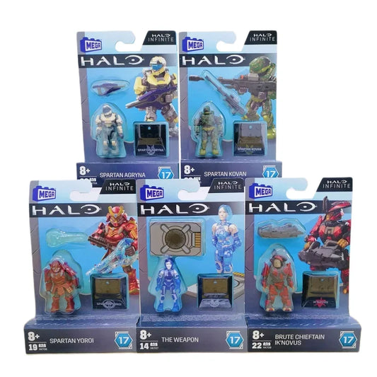 Mega Construx HALOINFINITE Heroes Halos 17 Spartan Yoroi Kovan Agryna Brute Chieftain Ik'novus Figure Collection Toys