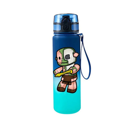 650ML Minecraft Pixel Style Characters Steve Portable Water Cup Large Capacity Sports Outdoor Plastic Leak-proof Water Bottle