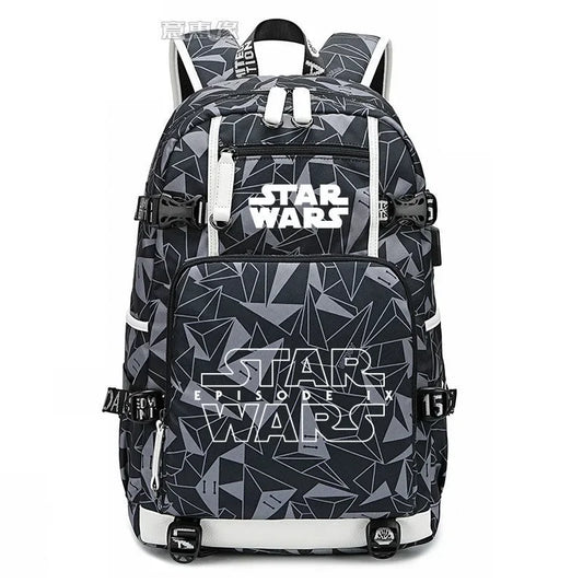 Star Wars Student Backpack Anime Cartoon Teen Personality Creative Casual Fashion Simple Computer USB Rechargeable Travel Bag
