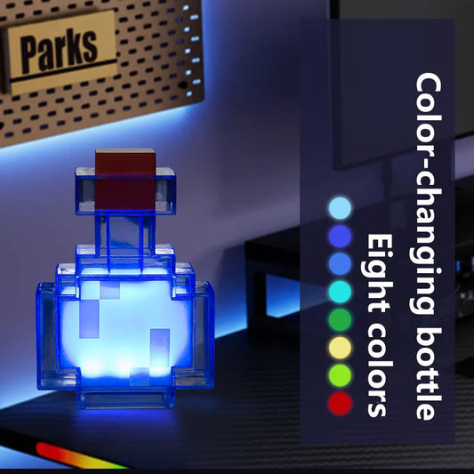 MC Game Medicine Bottle LED Night Light Game Creative Toy Lamp Rechargeable Bedroom Bedside Decoration for Kids Bedside Lamp