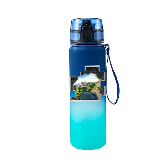 650ML Minecraft Pixel Style Characters Steve Portable Water Cup Large Capacity Sports Outdoor Plastic Leak-proof Water Bottle