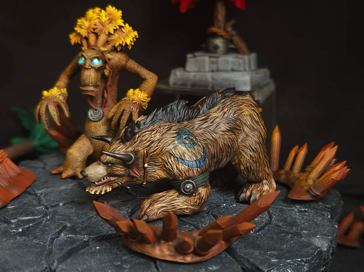 World of Warcraft Model Night Elf Dryad Bear Painting Finished War Chess Figure model toy