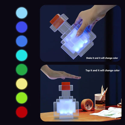 MC Game Medicine Bottle LED Night Light Game Creative Toy Lamp Rechargeable Bedroom Bedside Decoration for Kids Bedside Lamp