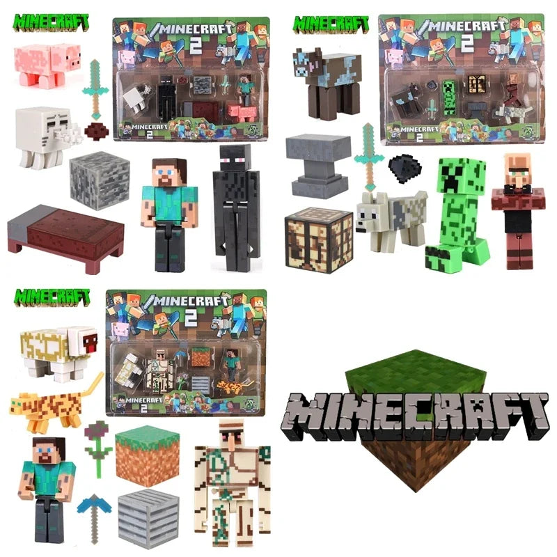 Toy Building Blocks Minecraft Game Character Creeper Weapon Character Model Kids Educational Assembly Playset Birthday Gift
