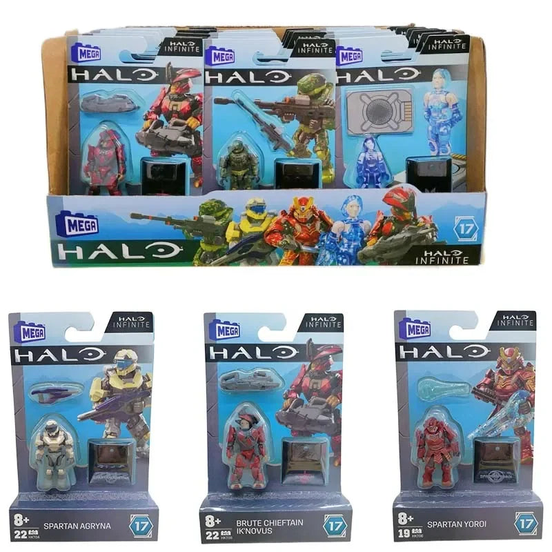 Mega Construx HALOINFINITE Heroes Halos 17 Spartan Yoroi Kovan Agryna Brute Chieftain Ik'novus Figure Collection Toys