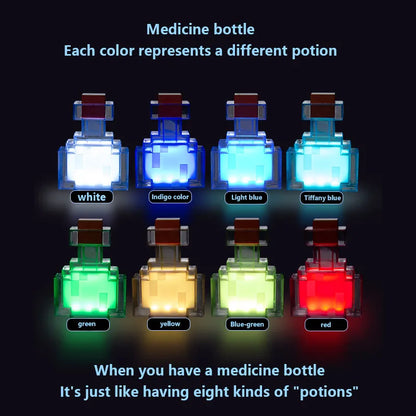 MC Game Medicine Bottle LED Night Light Game Creative Toy Lamp Rechargeable Bedroom Bedside Decoration for Kids Bedside Lamp