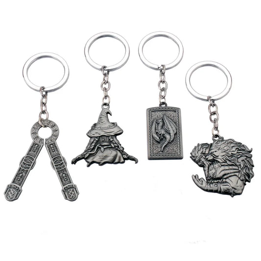 Game Vintage Elden ring Master Talisman Pendant Keychain for Men Boy Silver Color Metal Key Ring Fans Car Bag Decor Jewelry Gift