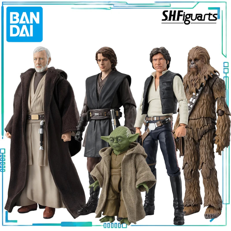 BANDAI Genuine S. H. Figuarts Series Movable Toys Star Wars Series Ben Kenobi，chewie，Han Solo， Anakin Skywalker Movable Model