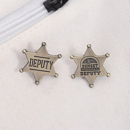 Fallout New Vegas Pin Sunset Sarsaparilla Deputy Badge Western Style Brooch Video Game Merch for Cosplay Backpack