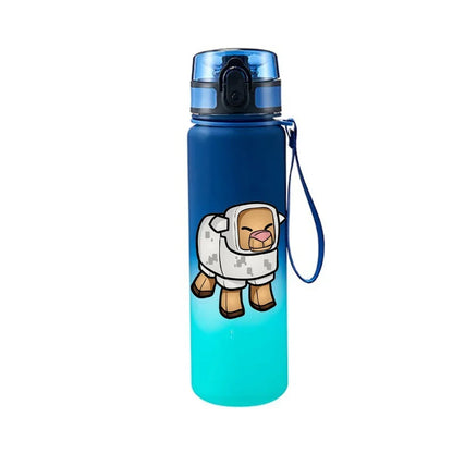 650ML Minecraft Pixel Style Characters Steve Portable Water Cup Large Capacity Sports Outdoor Plastic Leak-proof Water Bottle