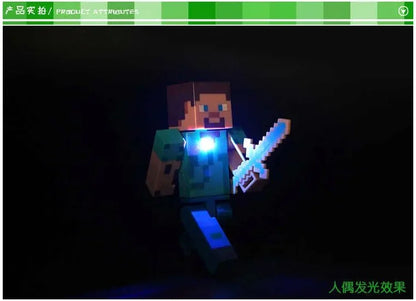 Toy Building Blocks Minecraft Game Character Creeper Weapon Character Model Kids Educational Assembly Playset Birthday Gift