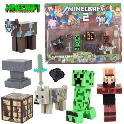 Toy Building Blocks Minecraft Game Character Creeper Weapon Character Model Kids Educational Assembly Playset Birthday Gift