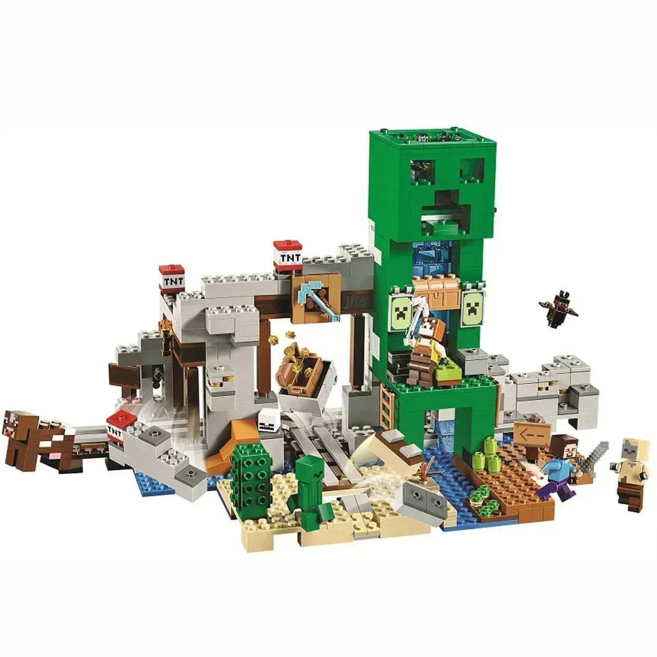 compatible Minecraft minifigures Track Mine Crawling Cave mini figures building block toys with children's gifts