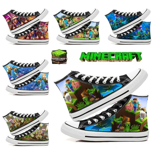Minecraft Game Steve Yakris My World Creeper MC Printed Canvas Shoes Student Fashion Casual Shoes Personalized Trend Cos Toys