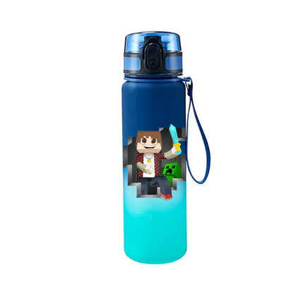 650ML Minecraft Pixel Style Characters Steve Portable Water Cup Large Capacity Sports Outdoor Plastic Leak-proof Water Bottle