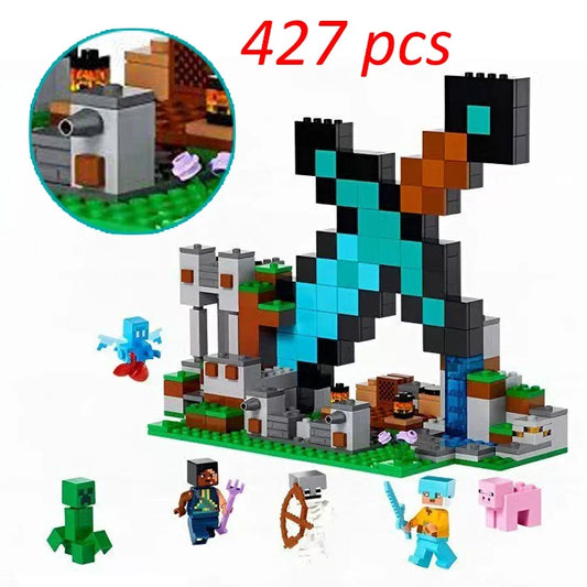 compatible with Minecraft 21244 character building gift Building Brick Model Sword Outpost  Children's birthday gift toys