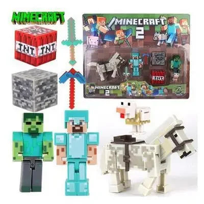 Toy Building Blocks Minecraft Game Character Creeper Weapon Character Model Kids Educational Assembly Playset Birthday Gift